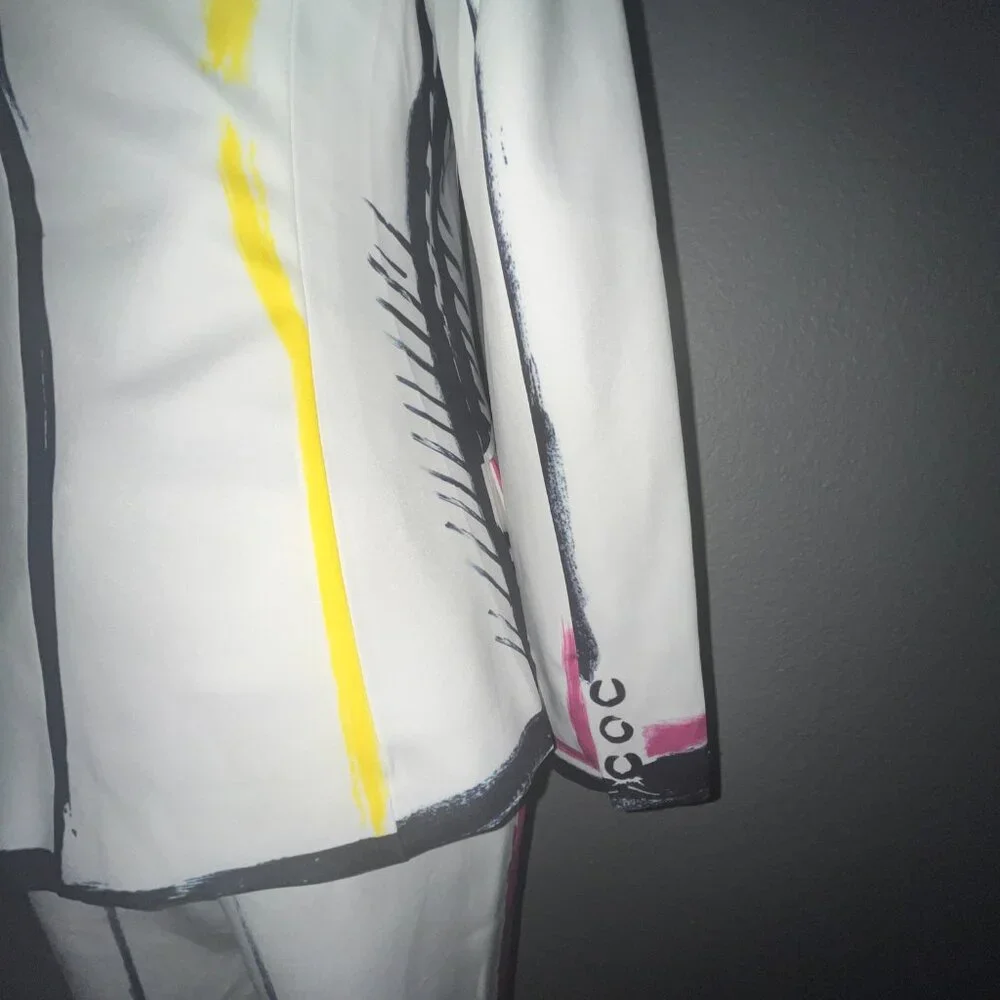 L'ATISTE COLOR ME BAD ARTSY PANTS SUIT GRAPHIC PAINTED CONTRASTING OUTLINE - S - Picture 11 of 16